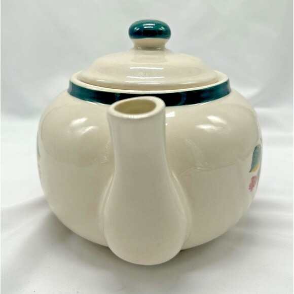 VINTAGE Casuals by China Pearl ~ Red Apples ~ Stoneware Tea Pot w Lid ~ 5 cups - Picture 4 of 9